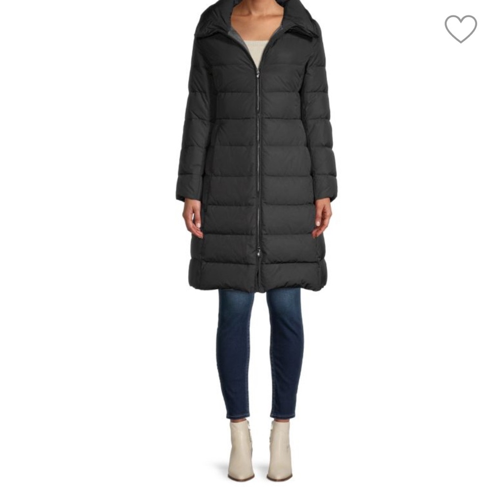 Armani Collezioni real down long coat in black